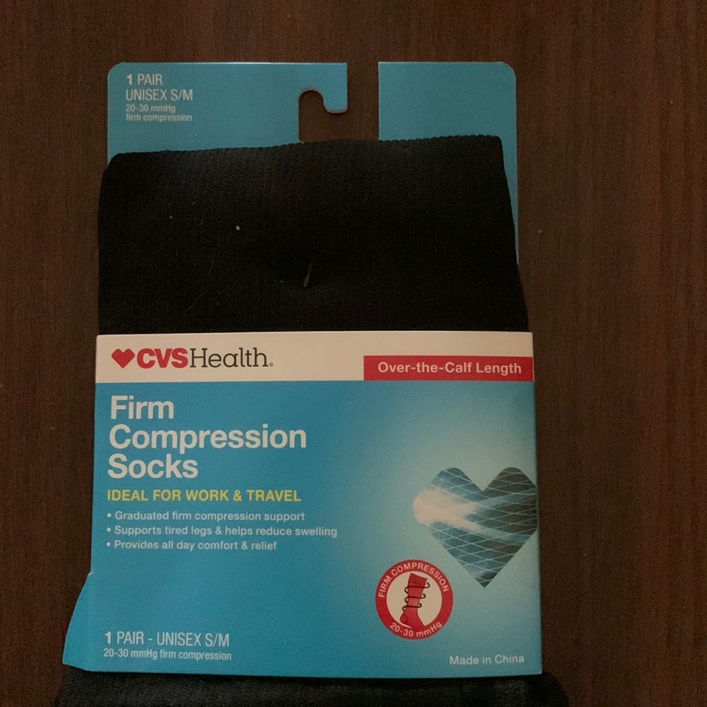 CVS Health Firm Compression socks. S/M. Black. Unisex. NEW.
